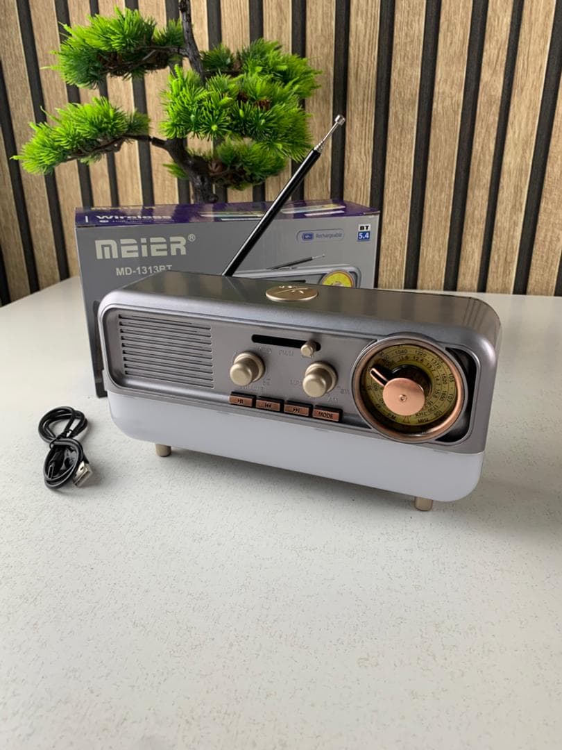 Radio Portable Rétro et Haut Parleur Bluetooth Style Vintage MD-1313BT – مكبر صوت بلوتوث — صورة حقيقية 8