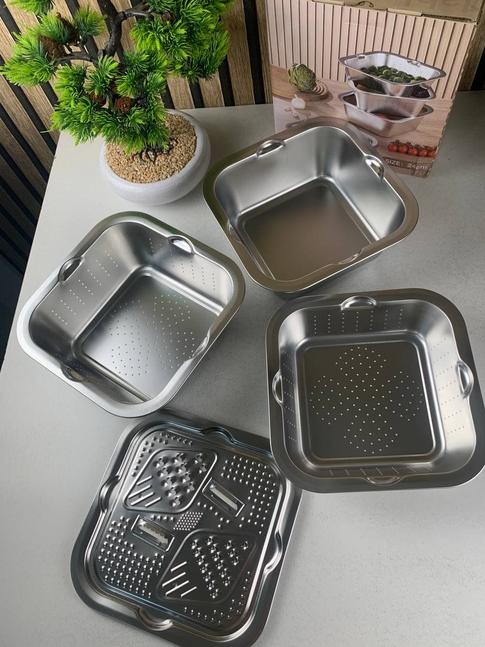 مفرمة وقطاعة خضر | Râpe Delaval Inox 3 EN 1 | مع سلة تصفية — صورة حقيقية 8