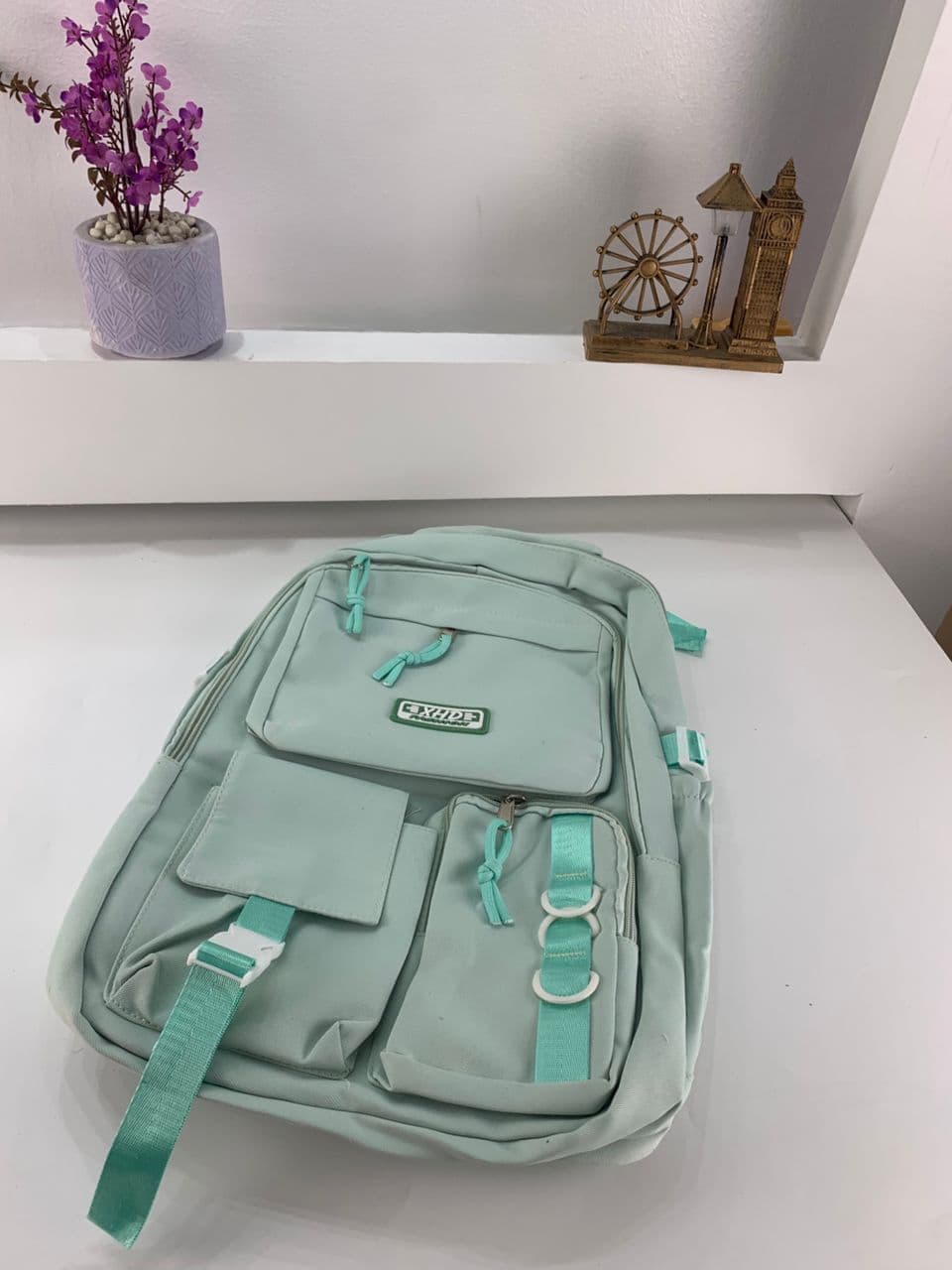 Sacs à dos d’école Style Décontracté XHD Vert- حقيبة ظهر مدرسية أخضر — صورة حقيقية 3