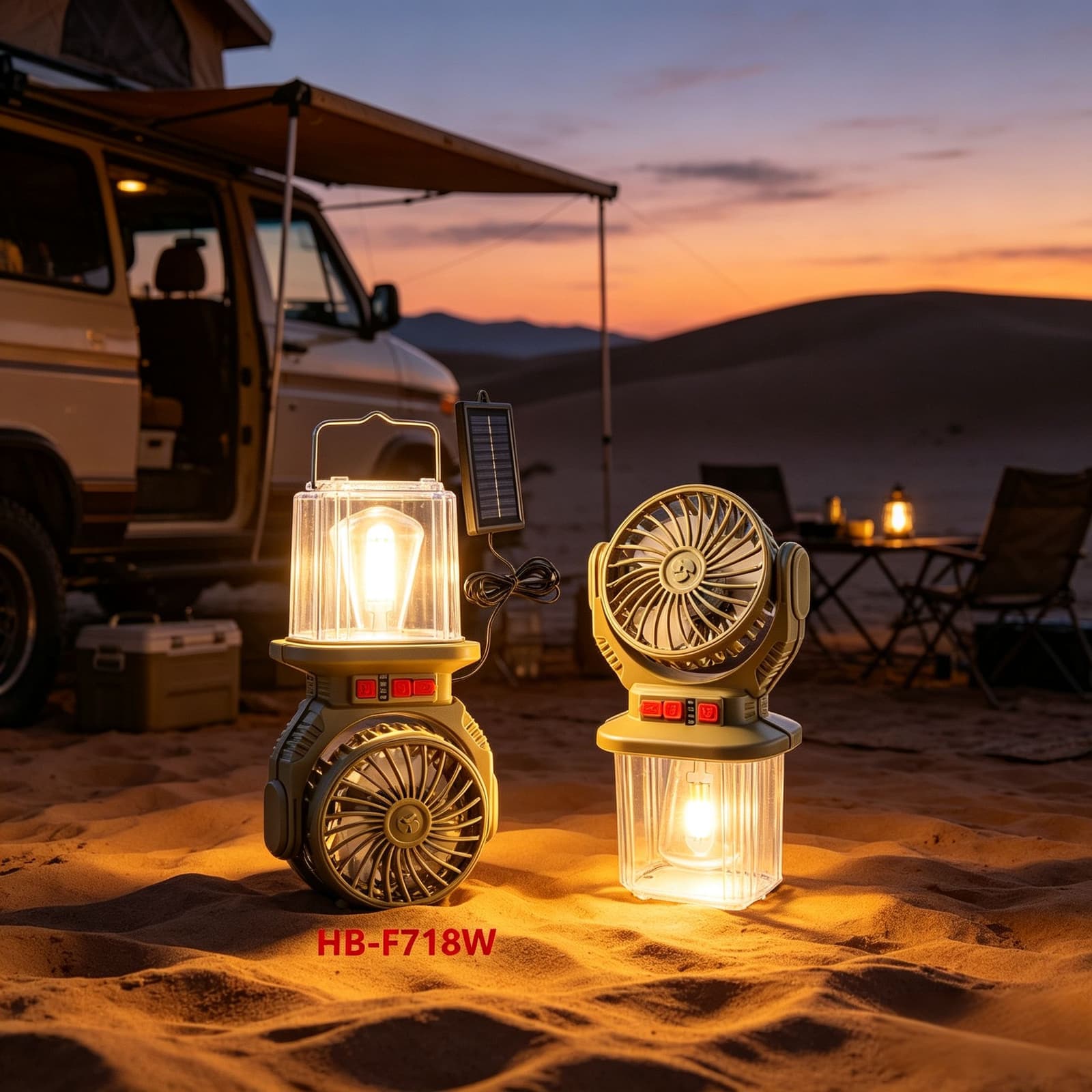 Lanterne et Ventilateur de Camping Solaire Rechargeable - فانوس ومروحة التخييم بالطاقة الشمسية 2 في 1 - Vacance & Loisir - صورة 4