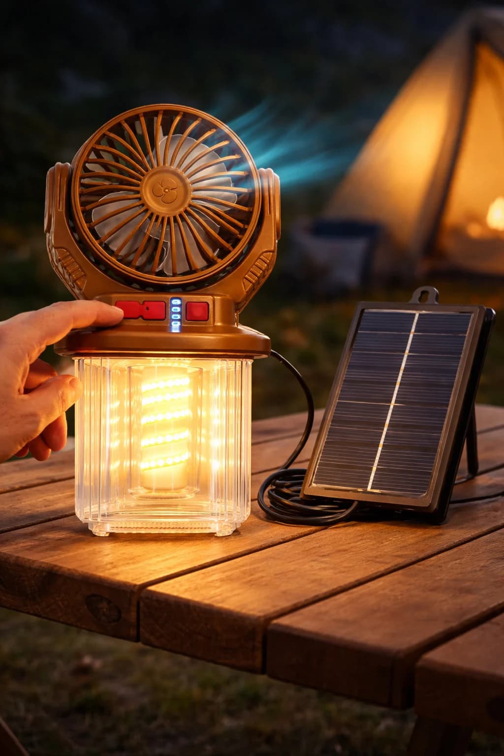 Lanterne et Ventilateur de Camping Solaire Rechargeable - فانوس ومروحة التخييم بالطاقة الشمسية 2 في 1 - Vacance & Loisir - صورة 5