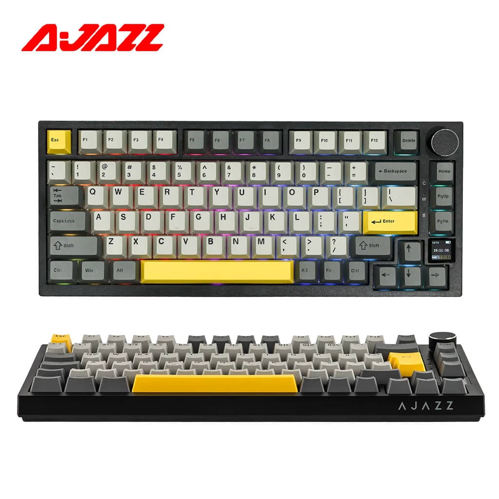 Clavier Mécanique Ajazz AK820 Pro Black avec Écran TFT et Structure Gasket - لوحة مفاتيح ميكانيكية