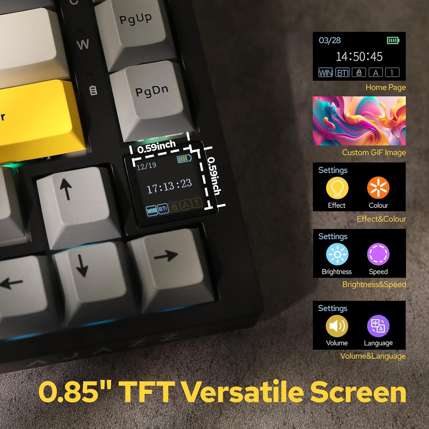 Clavier Mécanique Ajazz AK820 Pro Black avec Écran TFT et Structure Gasket - لوحة مفاتيح ميكانيكية - صورة 7