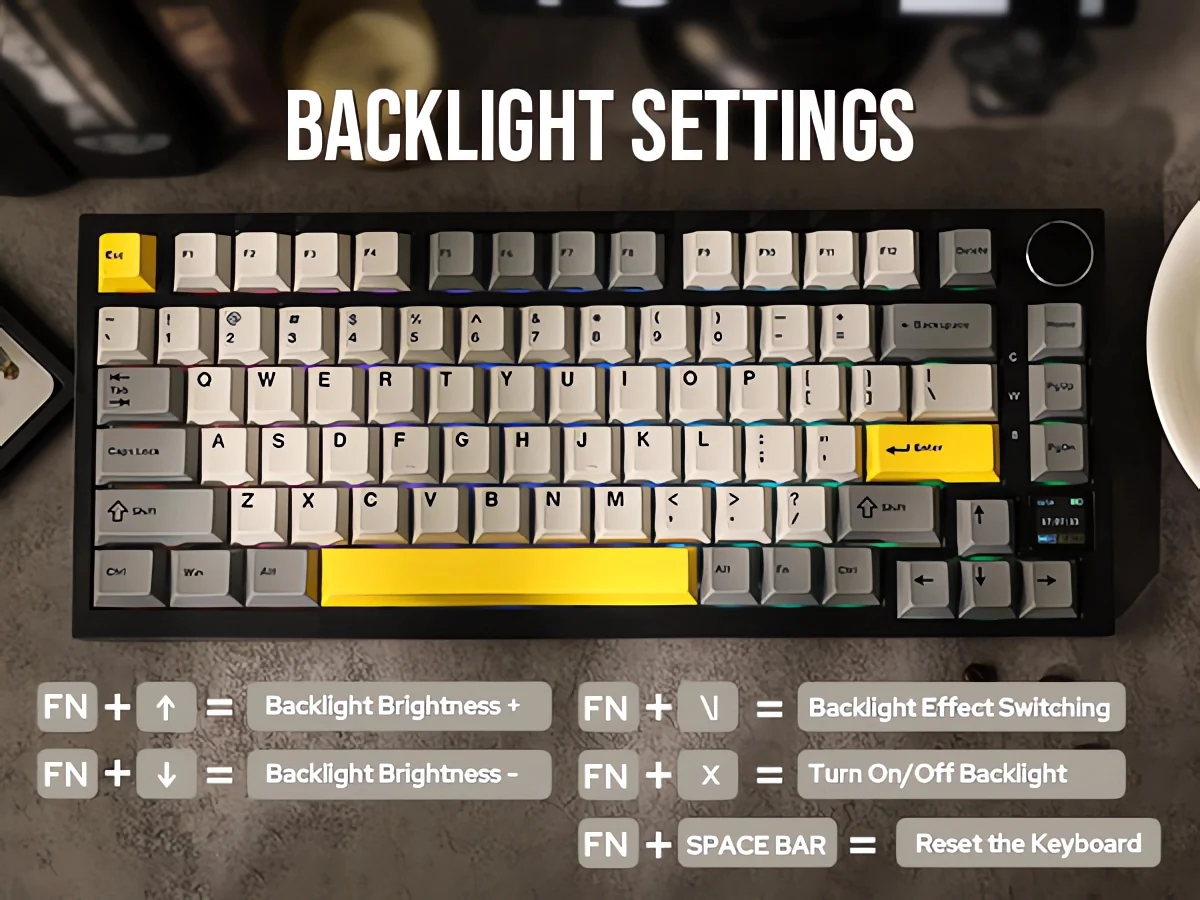 Clavier Mécanique Ajazz AK820 Pro Black avec Écran TFT et Structure Gasket - لوحة مفاتيح ميكانيكية - صورة 11