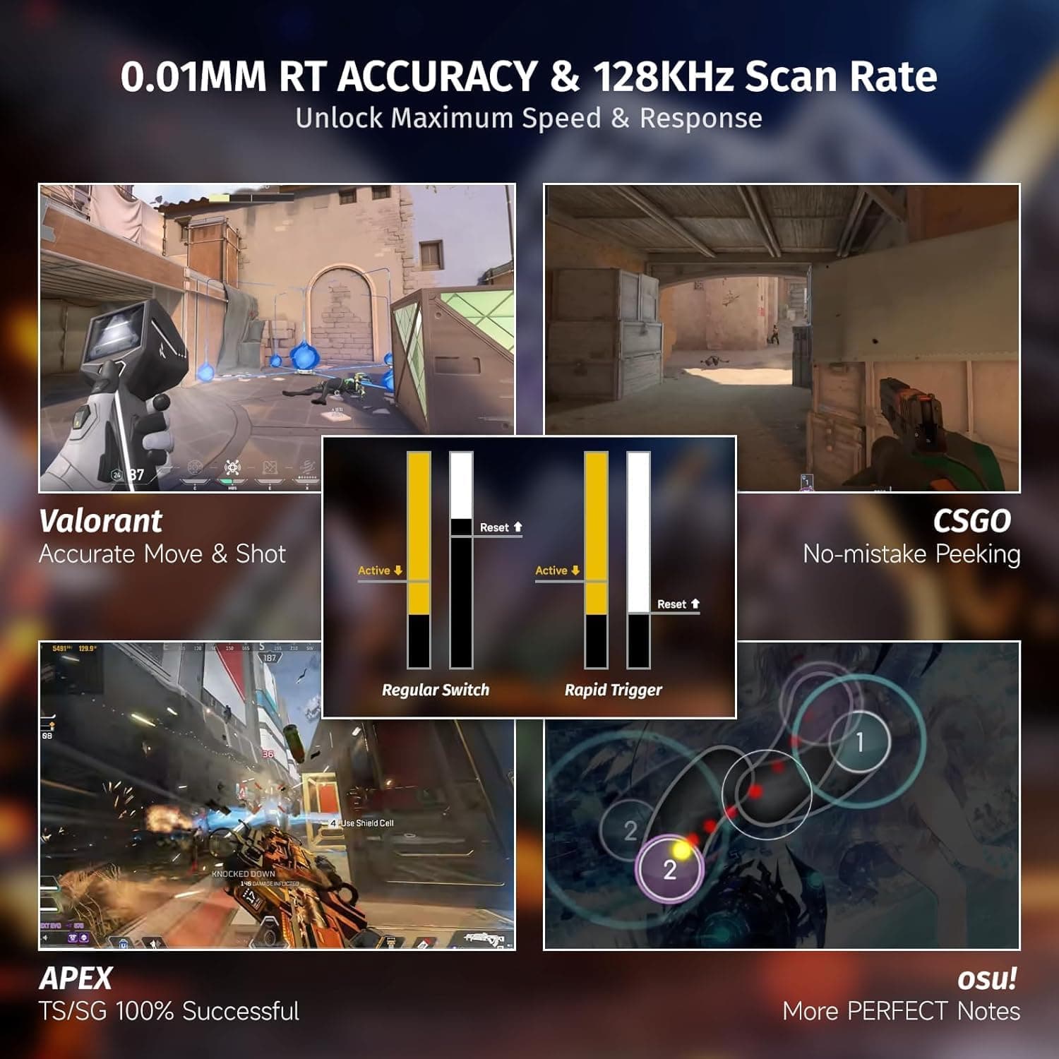 Clavier Gaming Magnétique ATTACK SHARK X68HE 60% avec Rapid Trigger et 8000Hz - لوحة مفاتيح المغناطيسية - صورة 4