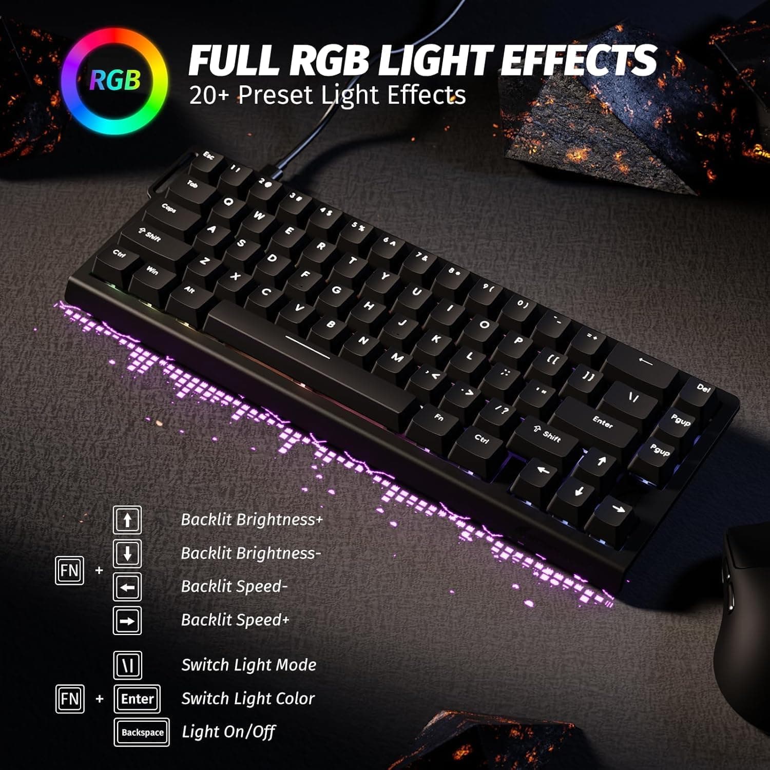 Clavier Gaming Magnétique ATTACK SHARK X68HE 60% avec Rapid Trigger et 8000Hz - لوحة مفاتيح المغناطيسية - صورة 5