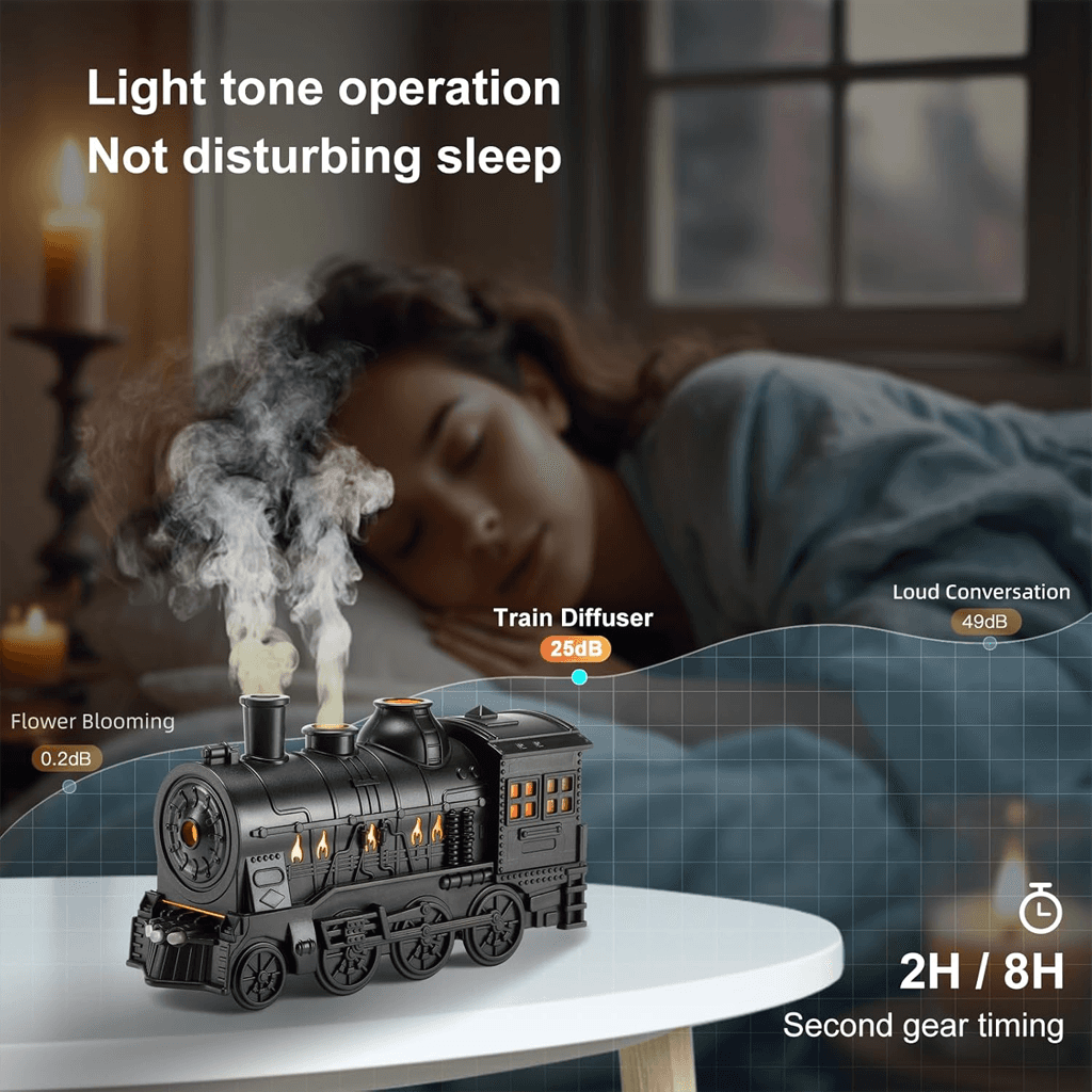 Diffuseur d'Huiles Essentielles en Forme de Train Humidificateur Ultrasonique - موزع روائح بتصميم القطار سعة 300 مل - Décoration - صورة 5
