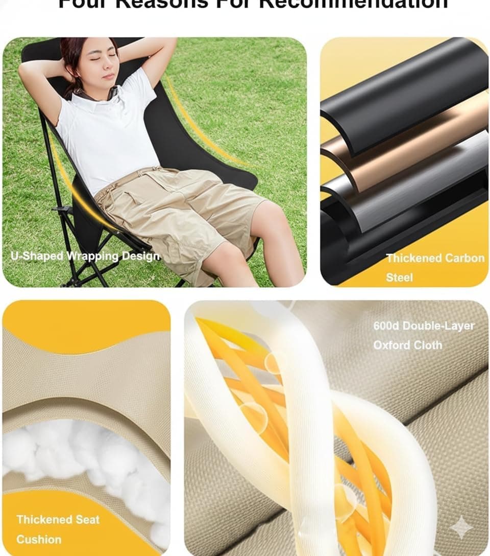 Chaise de Camping Pliante avec Dossier Réglable - كرسي تخييم بظهر عالي مريح قابل لتمديد - Vacance & Loisir - صورة 3
