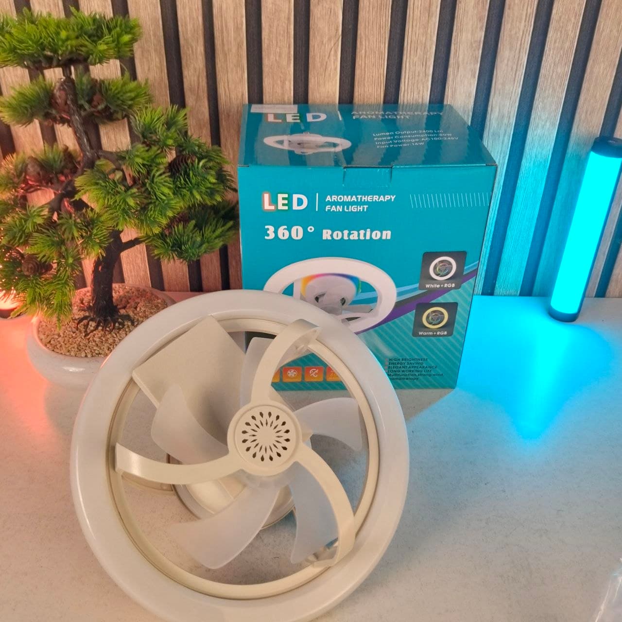 Ventilateur de Plafond Lumineux E27 avec Éclairage RGB et Télécommande - مروحة السقف الذكية إضاءة ملونة مع ريموت - Électronique - صورة حقيقية 14