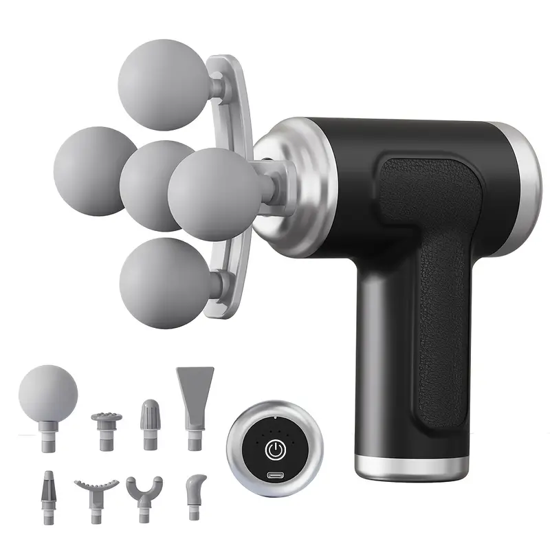 Pistolet de Massage Professionnel avec 9 Têtes Interchangeables pour Relaxation Totale - جهاز تدليك الجسم الاحترافي بـ 9 رؤوس لتدليك الأنسجة العميقة - Soins et Beauté - صورة 1