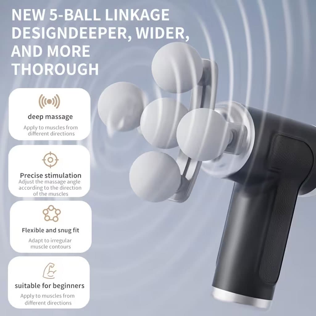 Pistolet de Massage Professionnel avec 9 Têtes Interchangeables pour Relaxation Totale - جهاز تدليك الجسم الاحترافي بـ 9 رؤوس لتدليك الأنسجة العميقة - Soins et Beauté - صورة 4
