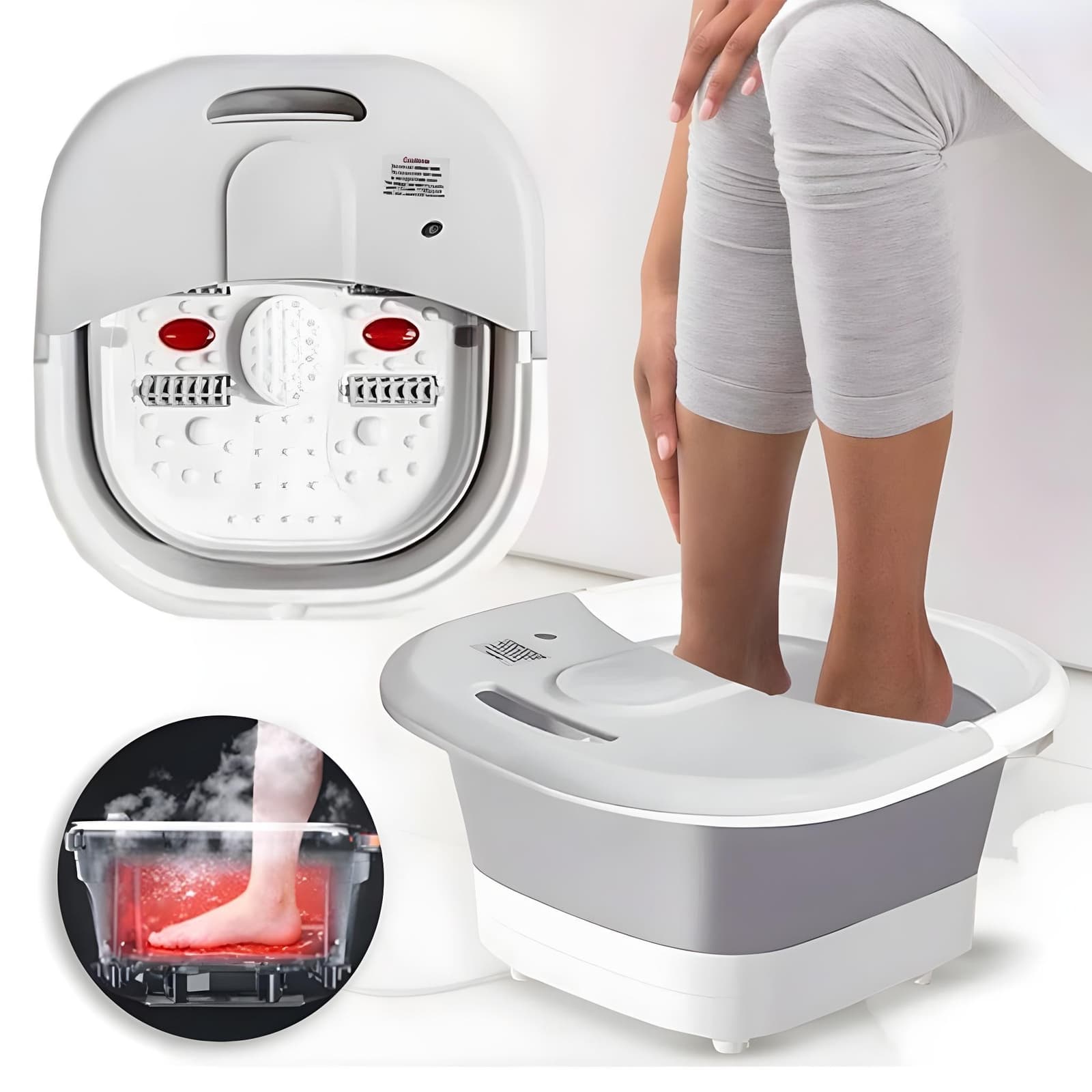 Masseur pour Pieds Pliable Hydromassant et Chauffant avec Rouleaux Shiatsu - جهاز مساج وتدليك القدمين المطور القابل للطي مع خاصية التسخين والفقاعات - Soins et Beauté - صورة 1