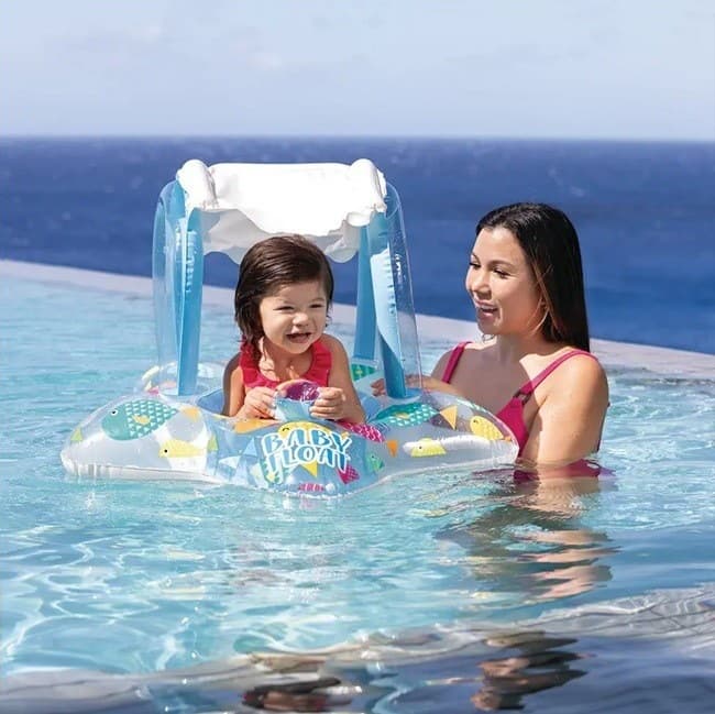 Bouée Siège Gonflable pour Bébé avec Parasol Anti-UV - Design Voiture INTEX 56573NP - عوامة السباحة المنفوخة للأطفال والرضع مع مظلة واقية من الشمس - Vacance & Loisir - صورة 3