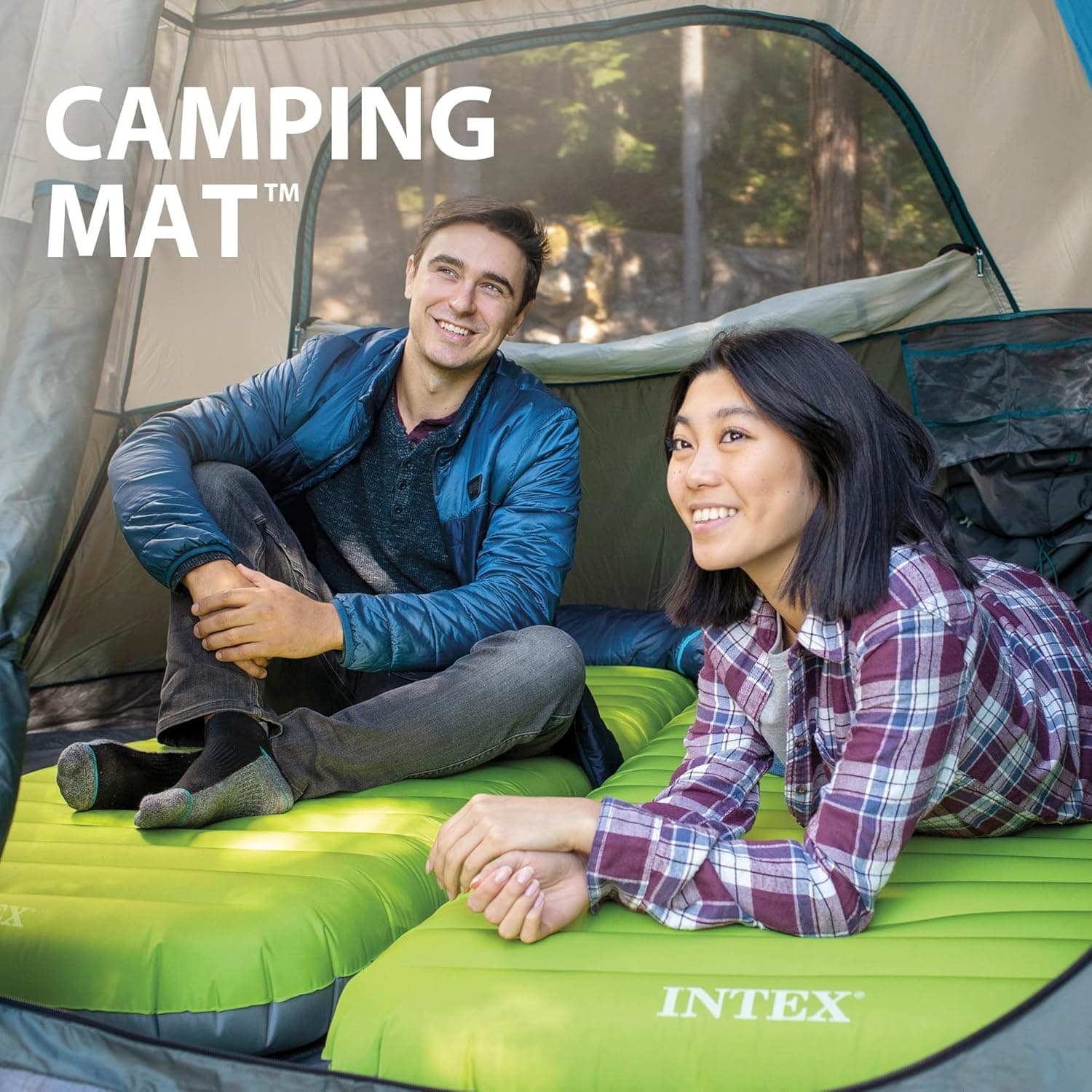 Matelas de Camping Gonflable Intex 64097NP - Technologie Fiber-Tech avec Pompe USB150 - مرتبة التخييم الهوائية "إنتكس" الفردية فائقة الخفة مع مضخة - Vacance & Loisir - صورة 2