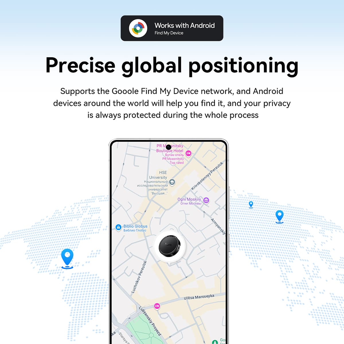 Traceur Intelligent HOCO E96A Android Localisateur Bluetooth via Réseau Google Find My Device - جهاز التتبع ومحدد المواقع الذكي لهواتف أندرويد - Électronique - صورة 2