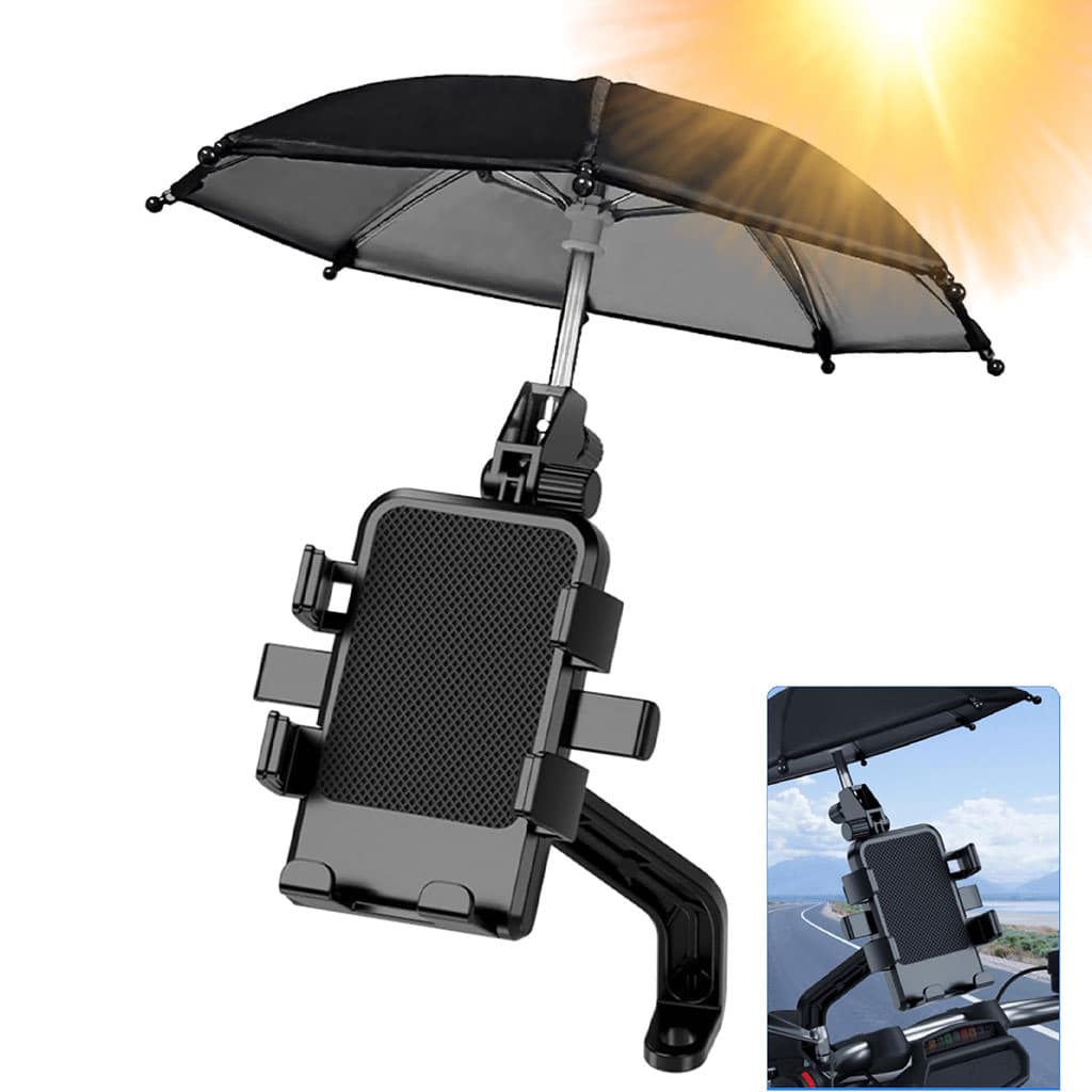 Support Téléphone Moto Avec Parapluie Intégré Protection Pluie et Soleil - حامل ومثبت الهاتف الذكي للدراجات النارية مع مظلة واقية من المطر والشمس - Électronique - صورة 1