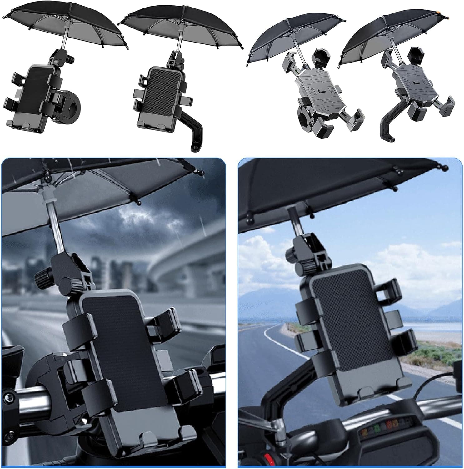 Support Téléphone Moto Avec Parapluie Intégré Protection Pluie et Soleil - حامل ومثبت الهاتف الذكي للدراجات النارية مع مظلة واقية من المطر والشمس - Électronique - صورة 6
