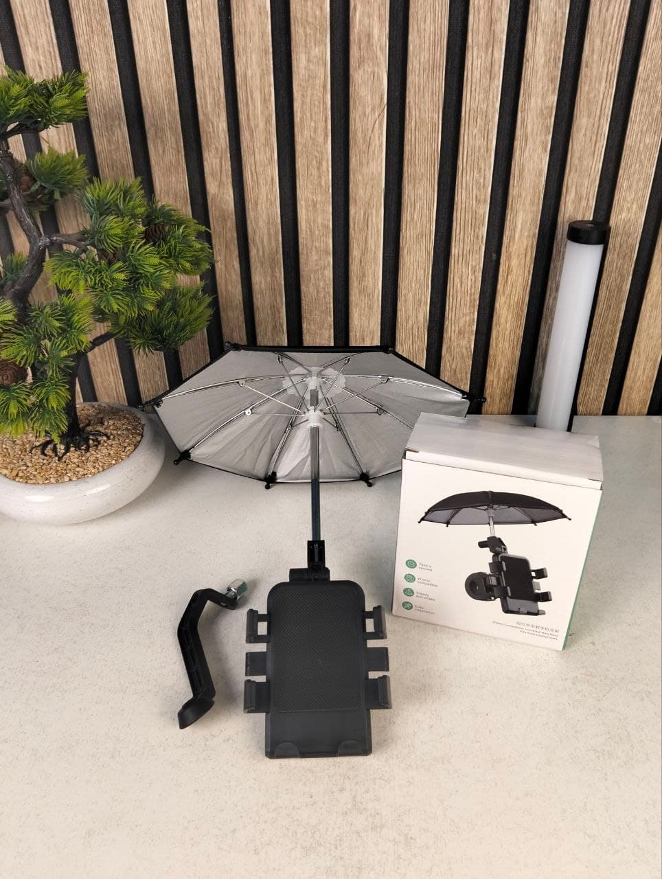 Support Téléphone Moto Avec Parapluie Intégré Protection Pluie et Soleil - حامل ومثبت الهاتف الذكي للدراجات النارية مع مظلة واقية من المطر والشمس - Électronique - صورة حقيقية 10