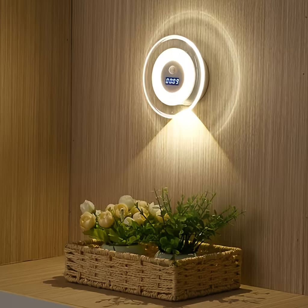 Applique Murale LED Intelligente Avec Capteur de Mouvement Écran Horloge Numérique - مصباح الحائط الذكي بمستشعر حركة وشاشة رقمية لعرض الوقت - Décoration - صورة 1