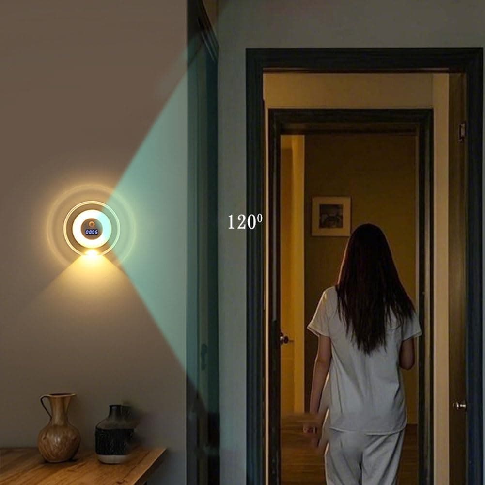 Applique Murale LED Intelligente Avec Capteur de Mouvement Écran Horloge Numérique - مصباح الحائط الذكي بمستشعر حركة وشاشة رقمية لعرض الوقت - Décoration - صورة 6