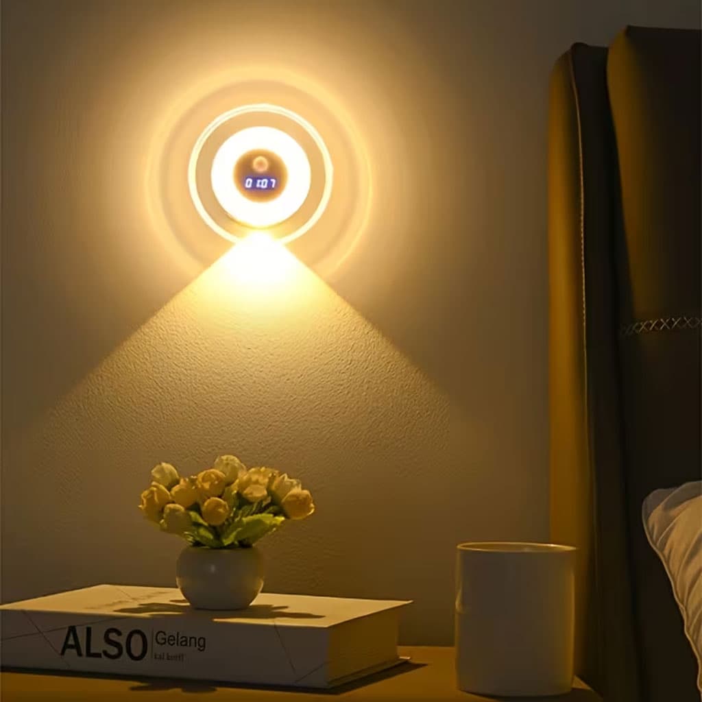 Applique Murale LED Intelligente Avec Capteur de Mouvement Écran Horloge Numérique - مصباح الحائط الذكي بمستشعر حركة وشاشة رقمية لعرض الوقت - Décoration - صورة 9