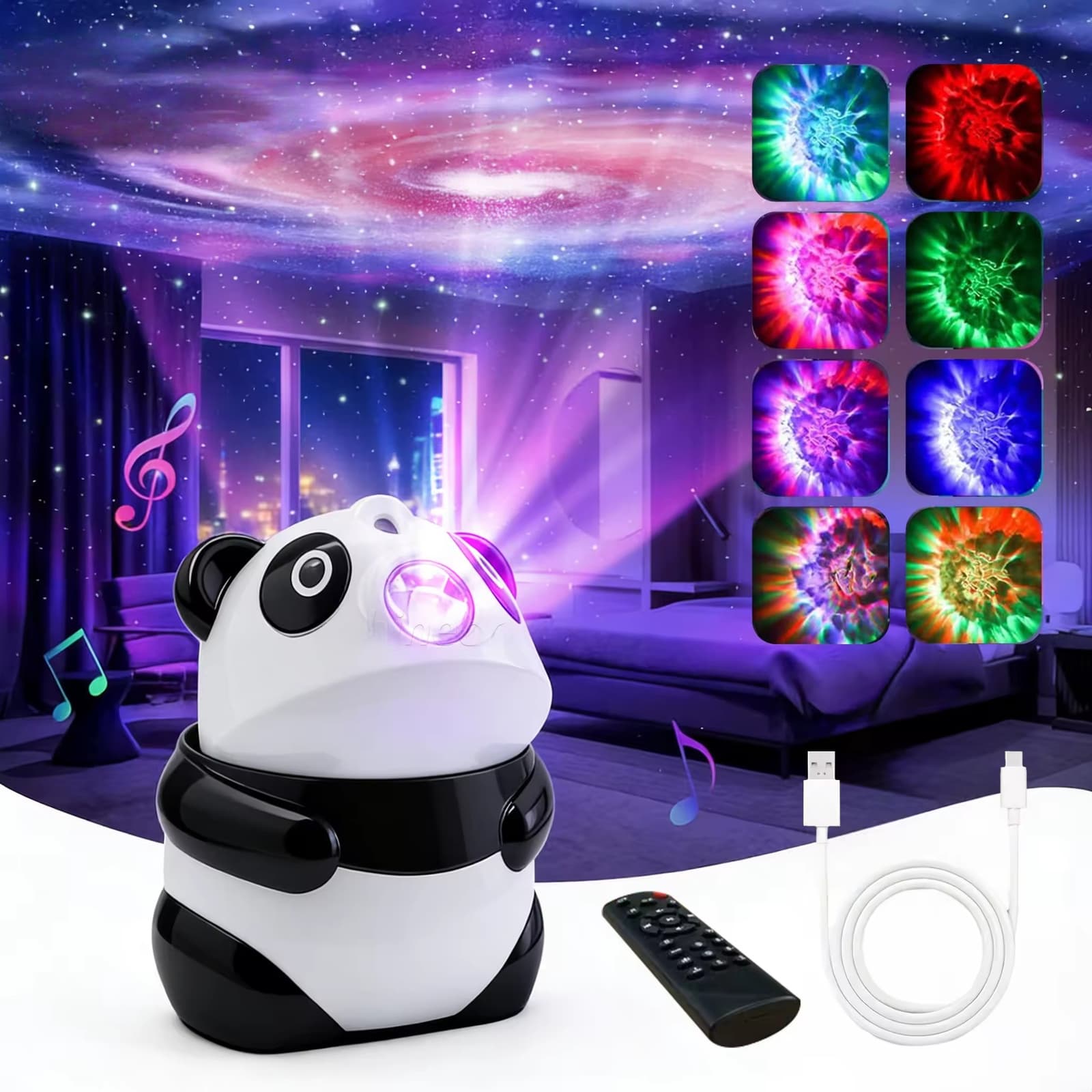 Projecteur de Galaxie et Veilleuse Panda Intelligente Bluetooth avec 15 Effets Lumineux - جهاز بروجكتر المجرات بشكل باندا مع مكبر صوت - Électronique - صورة 1