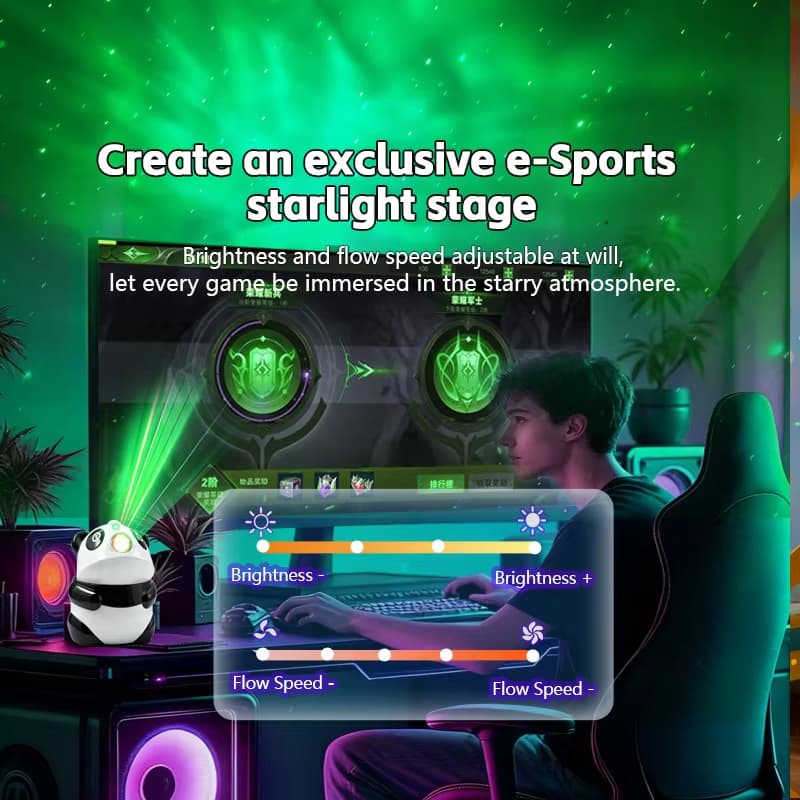 Projecteur de Galaxie et Veilleuse Panda Intelligente Bluetooth avec 15 Effets Lumineux - جهاز بروجكتر المجرات بشكل باندا مع مكبر صوت - Électronique - صورة 6