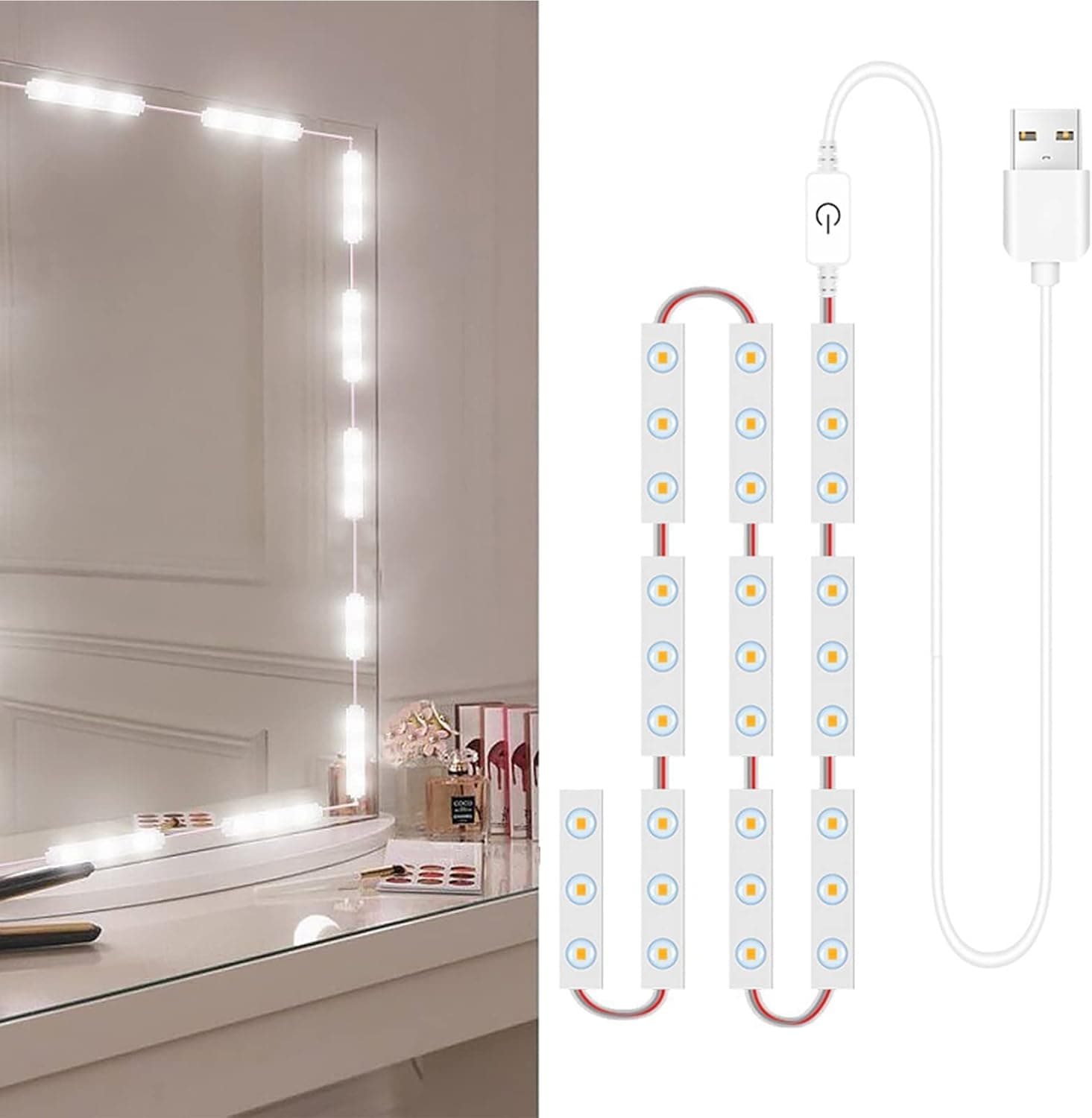 Kit d'Éclairage 10 LED pour Miroir de Maquillage Contrôle Tactile - أشرطة إضاءة مرآة الماكياج - Décoration - صورة 1