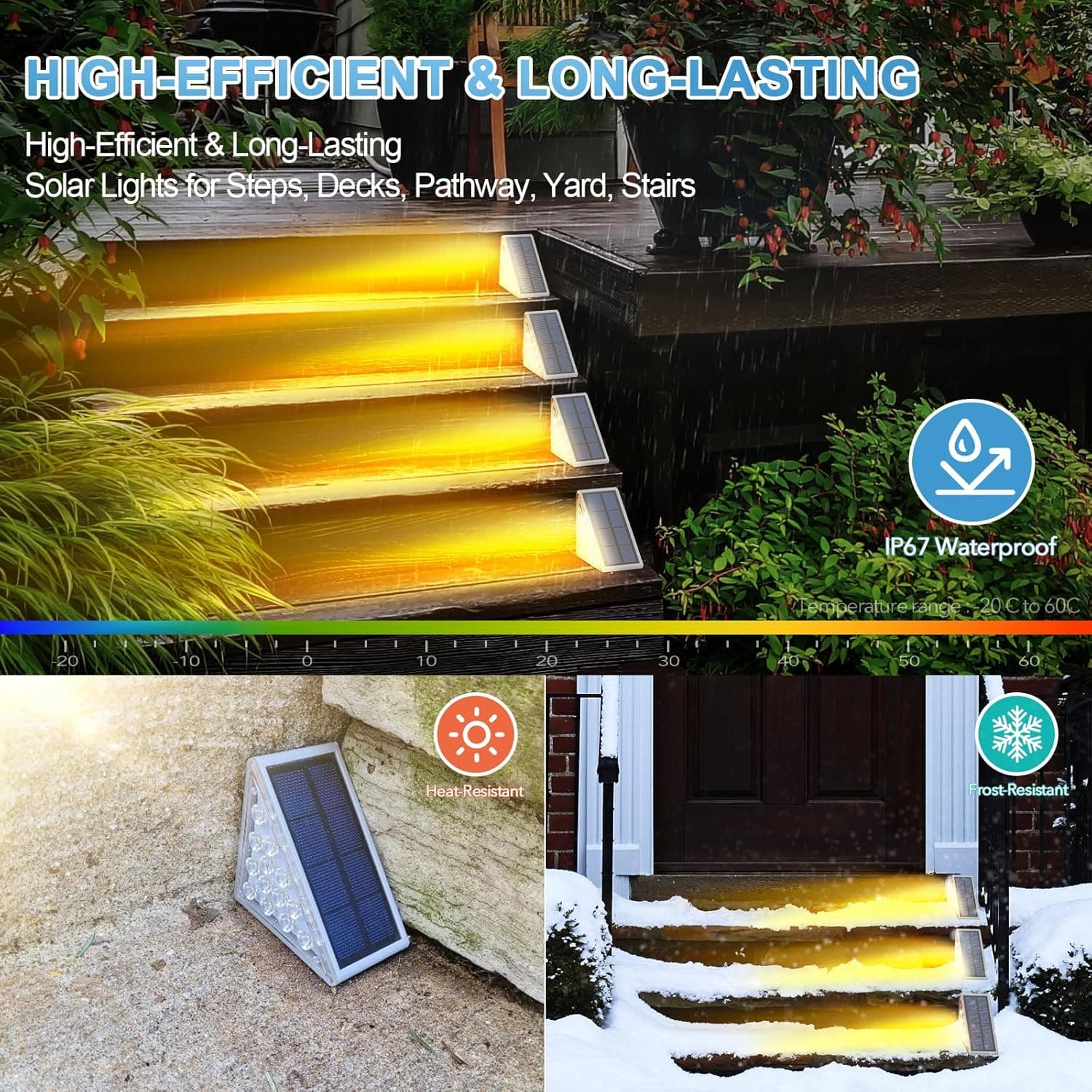Éclairage Solaire pour Escaliers et Marches Extérieures Étanche IP67 - مصابيح السلالم والأدراج الشمسية الذكية المقاومة للماء - Décoration - صورة 9