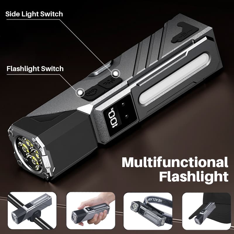 Lampe de Travail LED Multifonction T130 Éclairage Latéral RGB et Écran LCD - مصباح العمل الذكي متعدد الوظائف بمغناطيس - Camping et Randonnée - صورة 4