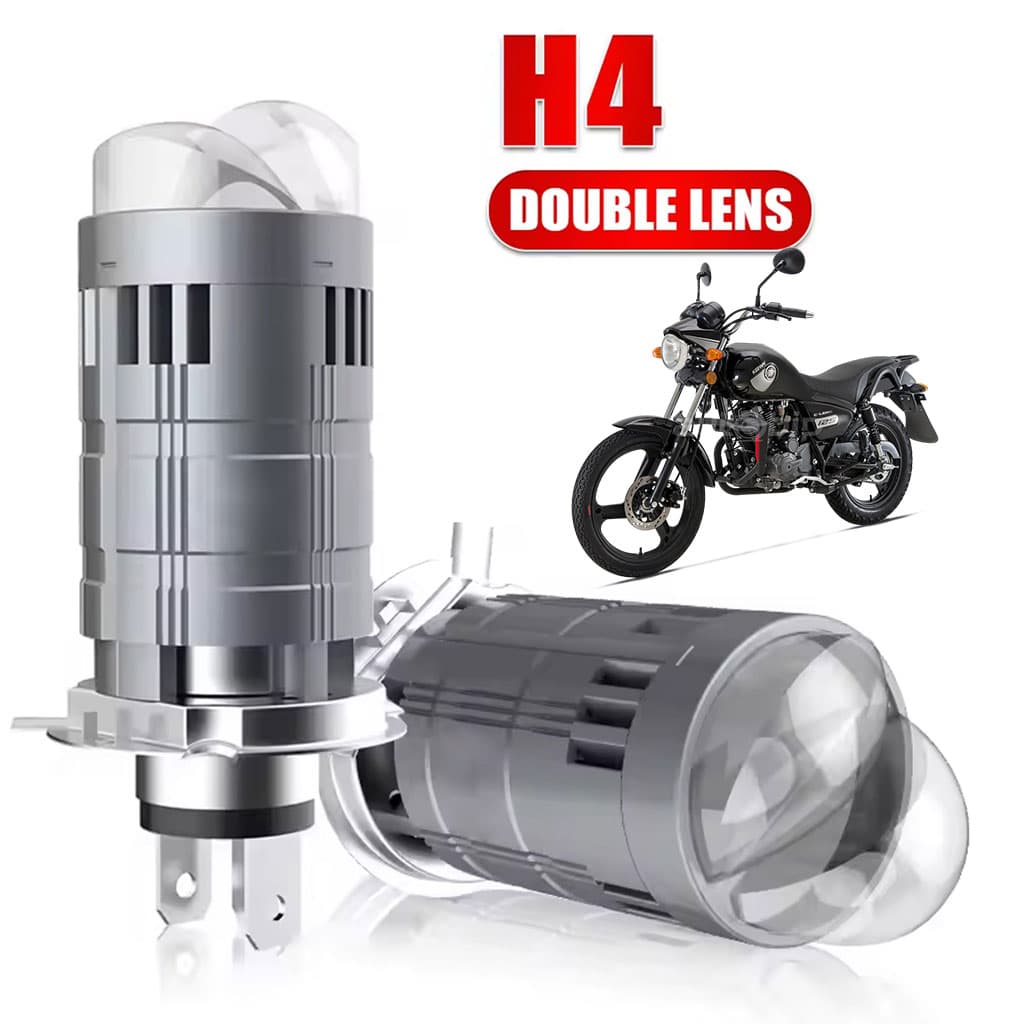 Ampoule LED H4 Pour Phare Universel Moto Technologie Double Lentille - مصباح ليد للمكابح والمصابيح الأمامية بعدسة مزدوجة مطورة - Accessoires Auto/Moto - صورة 1