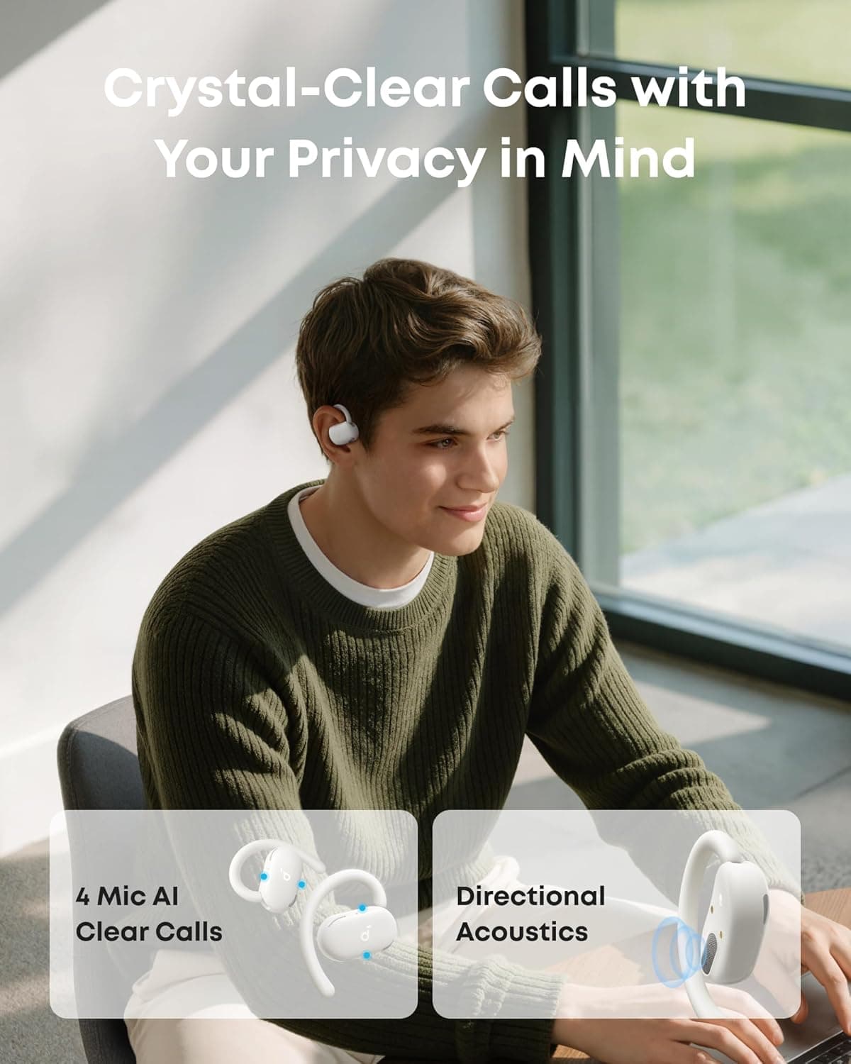 Écouteurs Open-Ear soundcore by Anker V20i Crochets Ajustables Autonomie 36H et Lumières LED - سماعات أنكر اللاسلكية ذات التصميم المفتوح والخطاف القابل للتعديل - Électronique - صورة 5