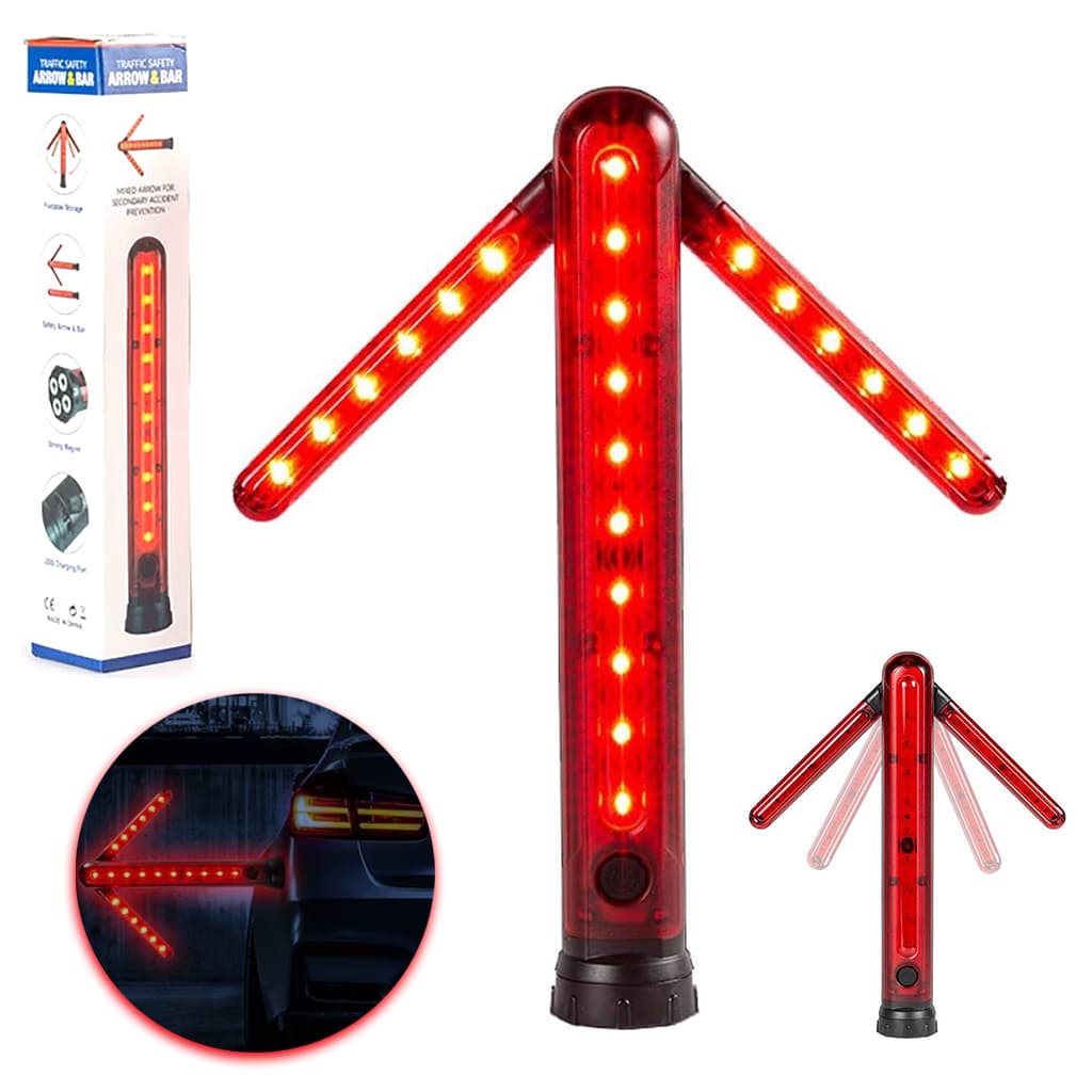 Bâton de Signalisation Routière LED Étanche et Réglable avec Base Magnétique - عصا الإشارة الضوئية لتنظيم المرور والسلامة الطرقية - Accessoires Auto/Moto - صورة 1