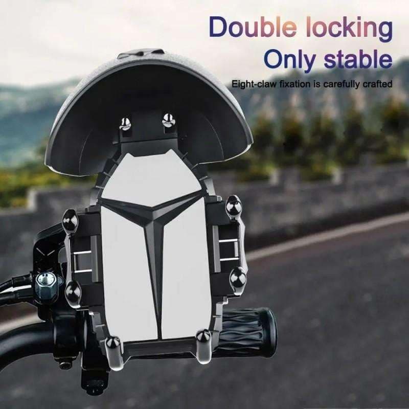 Support Téléphone pour Moto et Vélo avec Mini-Casque Pare-Soleil - حامل الهاتف الذكي للدراجات النارية والهوائية مع واقية شمسية بتصميم خوذة - Accessoires Auto/Moto - صورة حقيقية 9