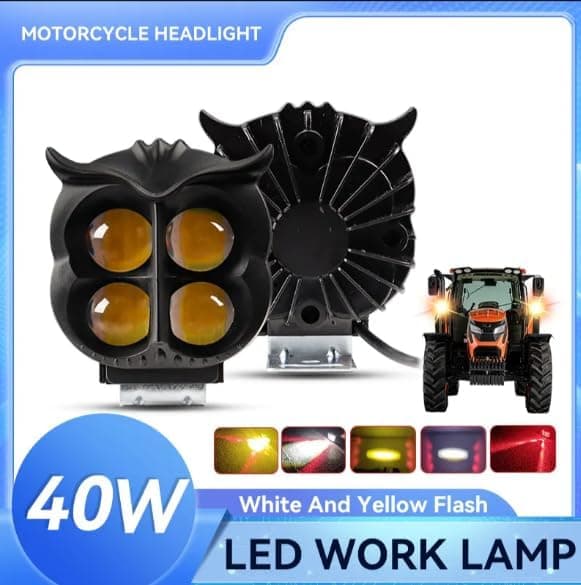 Projecteur Antibrouillard LED Forme Chouette 40W - Éclairage Jaune/Blanc ET Devil Eye Rouge - مصابيح ضباب ليد بتصميم عين البومة - Accessoires Auto/Moto - صورة 4