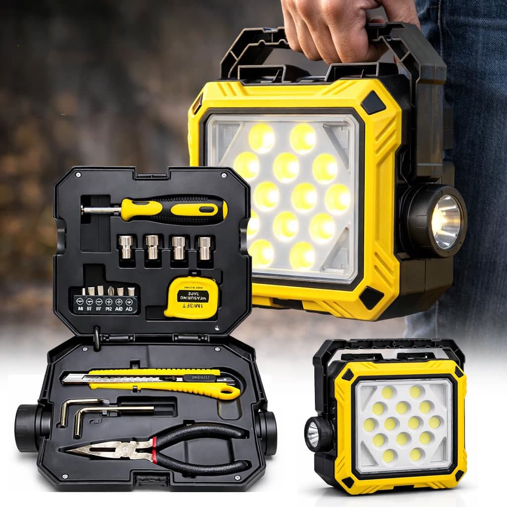 Lanterne de Camping LED Solaire et Rechargeable USB 40 LED + 2 COB - مصباح وكيشاف تخييم يدوي يعمل بالطاقة الشمسية بـ 4 وضعيات إضاءة - Outillage et Bricolage - صورة 4