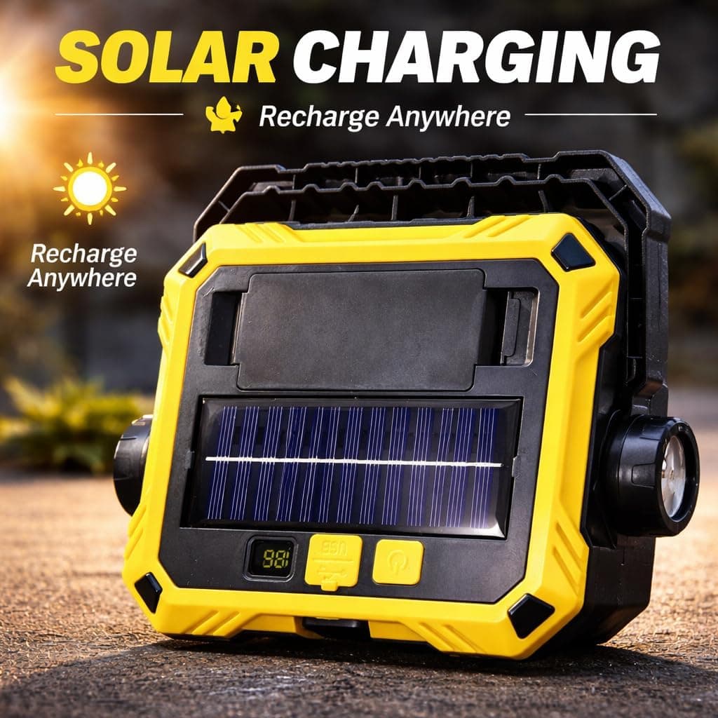 Lanterne de Camping LED Solaire et Rechargeable USB 40 LED + 2 COB - مصباح وكيشاف تخييم يدوي يعمل بالطاقة الشمسية بـ 4 وضعيات إضاءة - Outillage et Bricolage - صورة 8