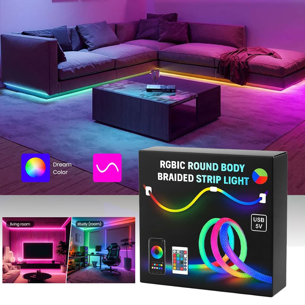Bande LED RGB tube 360° numérique 3M 16mm USB 5V App Control - شريط إضاءة ملونة بطول 3 متر - Décoration - صورة 2