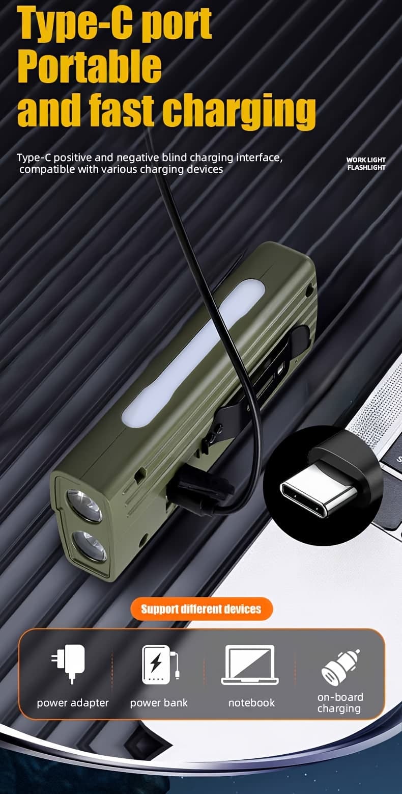 Lampe de Vélo Rechargeable Z-838 Multi-Fonction - Éclairage LED Puissant Lumière Latérale RGB - مصباح دراجة متعدد الوظائف مع إضاءة جانبية ملونة ومغناطيس قوي - Accessoires Auto/Moto - صورة 6
