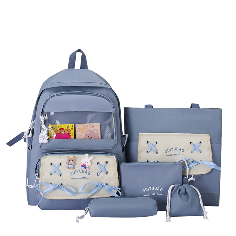 Sac à Dos Multifonctionnel Kawaii Grand Volume Imperméable et Résistant 5Pcs Vert SACKDS10VR - حقيبة ظهر بعدة قطع بتصميم كاوايي - Sac à dos et Mode - صورة 3