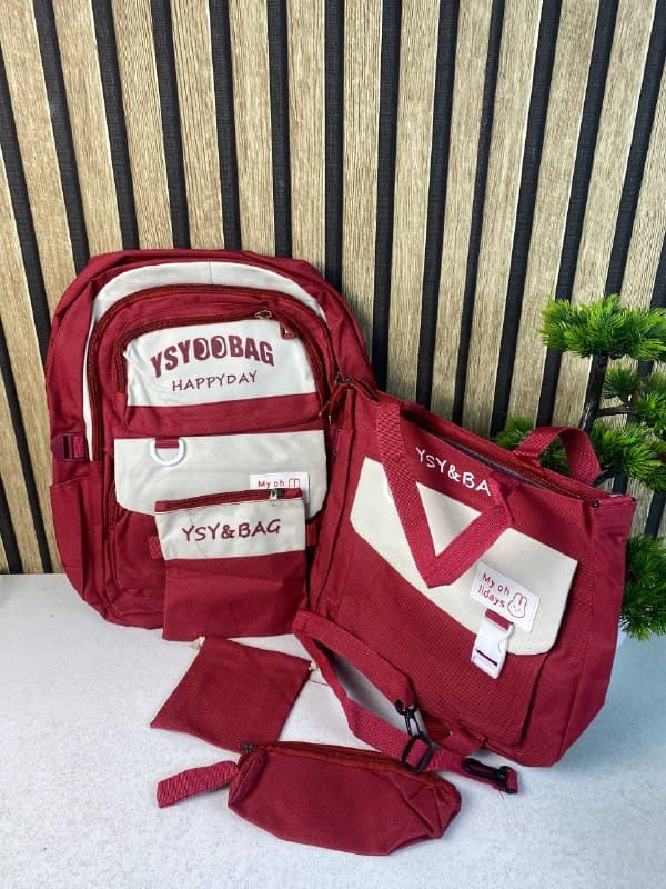 Sac à Dos Multifonctionnel Kawaii Grand Volume Imperméable et Résistant 5Pcs Rouge SACKDS10RG - حقيبة ظهر بعدة قطع بتصميم كاوايي - Sac à dos et Mode - صورة حقيقية 4
