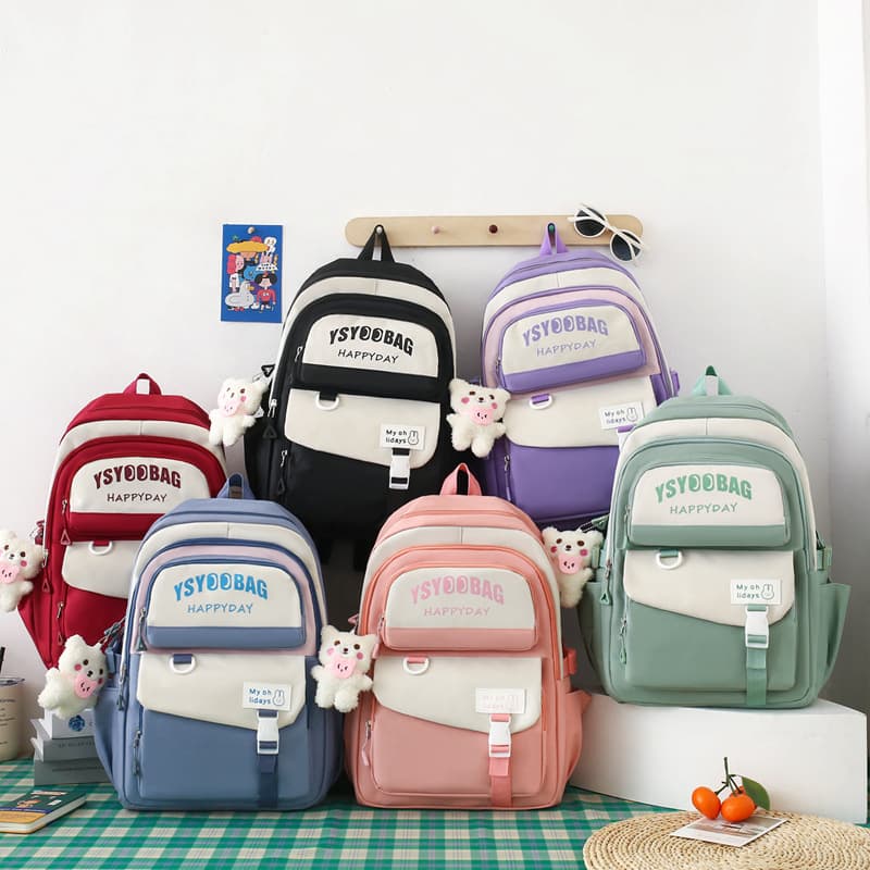 Sac à Dos Multifonctionnel Kawaii Grand Volume Imperméable et Résistant 5Pcs Noir SACKDS10N - حقيبة ظهر بعدة قطع بتصميم كاوايي - Sac à dos et Mode - صورة 3