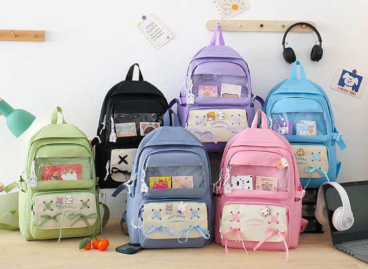 Sac à Dos Multifonctionnel Kawaii Grand Volume Imperméable et Résistant 5Pcs Bleu SACKDS11BL - حقيبة ظهر بعدة قطع بتصميم كاوايي - Sac à dos et Mode - صورة 3