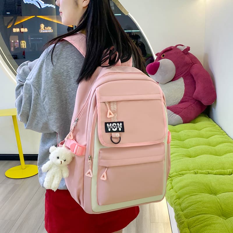 Sac à Dos Multifonctionnel Kawaii Grand Volume Imperméable et Résistant 4Pcs Rose SACKDS12RS - حقيبة ظهر بعدة قطع بتصميم كاوايي - Sac à dos et Mode - صورة 3