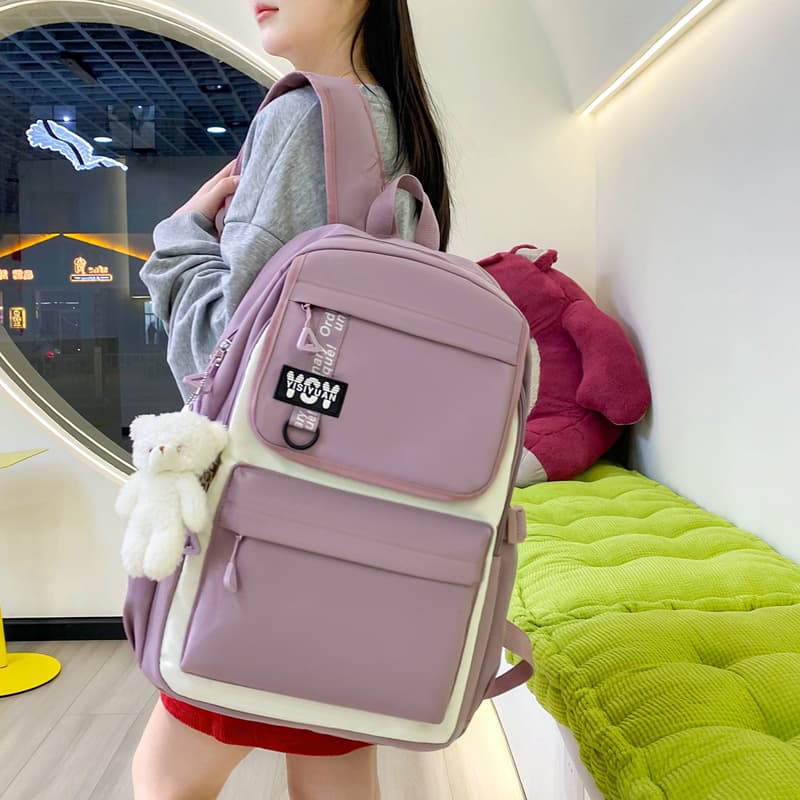 Sac à Dos Multifonctionnel Kawaii Grand Volume Imperméable et Résistant 4Pcs Mauve SACKDS12MV - حقيبة ظهر بعدة قطع بتصميم كاوايي - Sac à dos et Mode - صورة 2