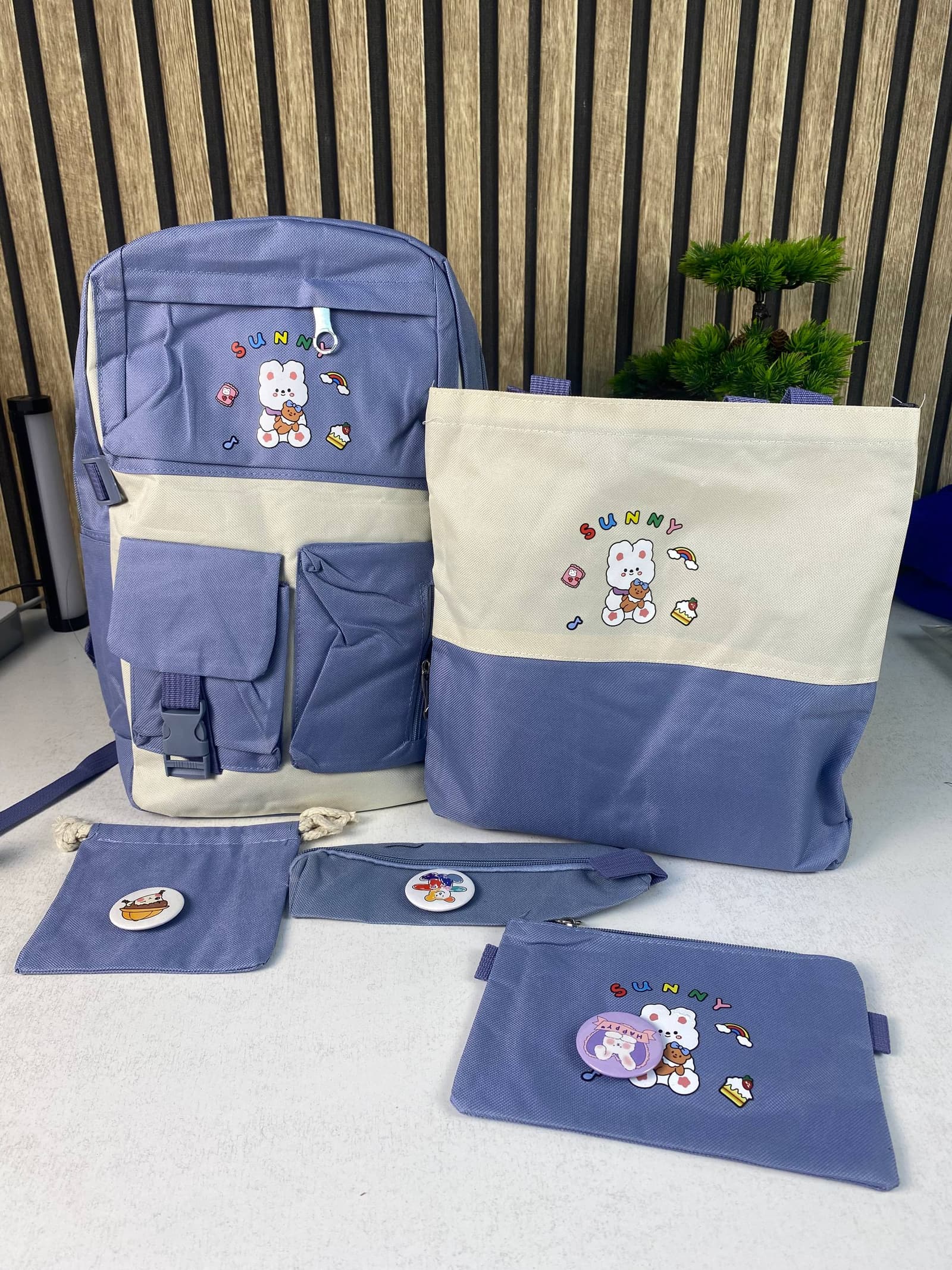 Sac à Dos Multifonctionnel Kawaii Grand Volume Imperméable et Résistant 5Pcs Bleu SACKDS15BL - حقيبة ظهر بعدة قطع بتصميم كاوايي - Sac à dos et Mode - صورة حقيقية 4