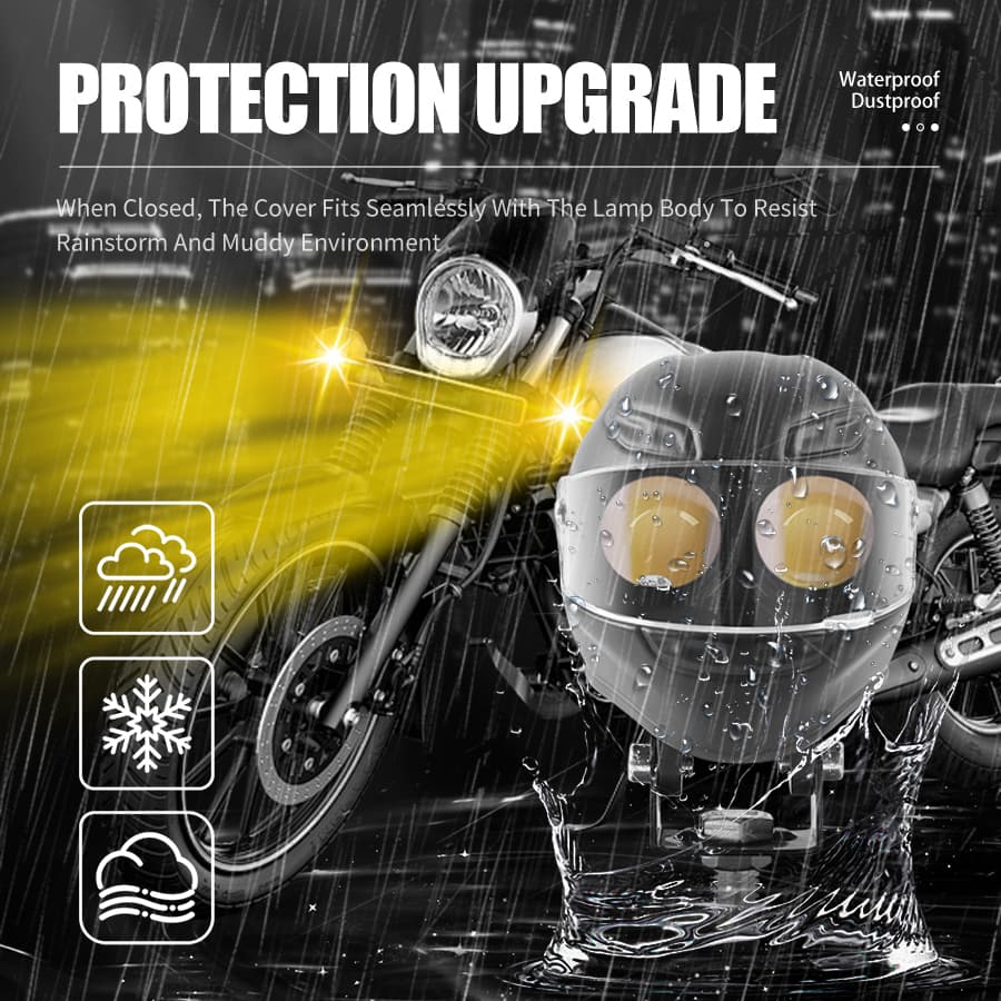 Projecteur LED Auxiliaire pour Moto et Scooter Double Couleur Blanc et Jaune Helmet Design 1Pcs - كشاف إضاءة لدراجات النارية بتصميم خوذة وإضاءة مزدوجة - Accessoires Auto/Moto - صورة 2