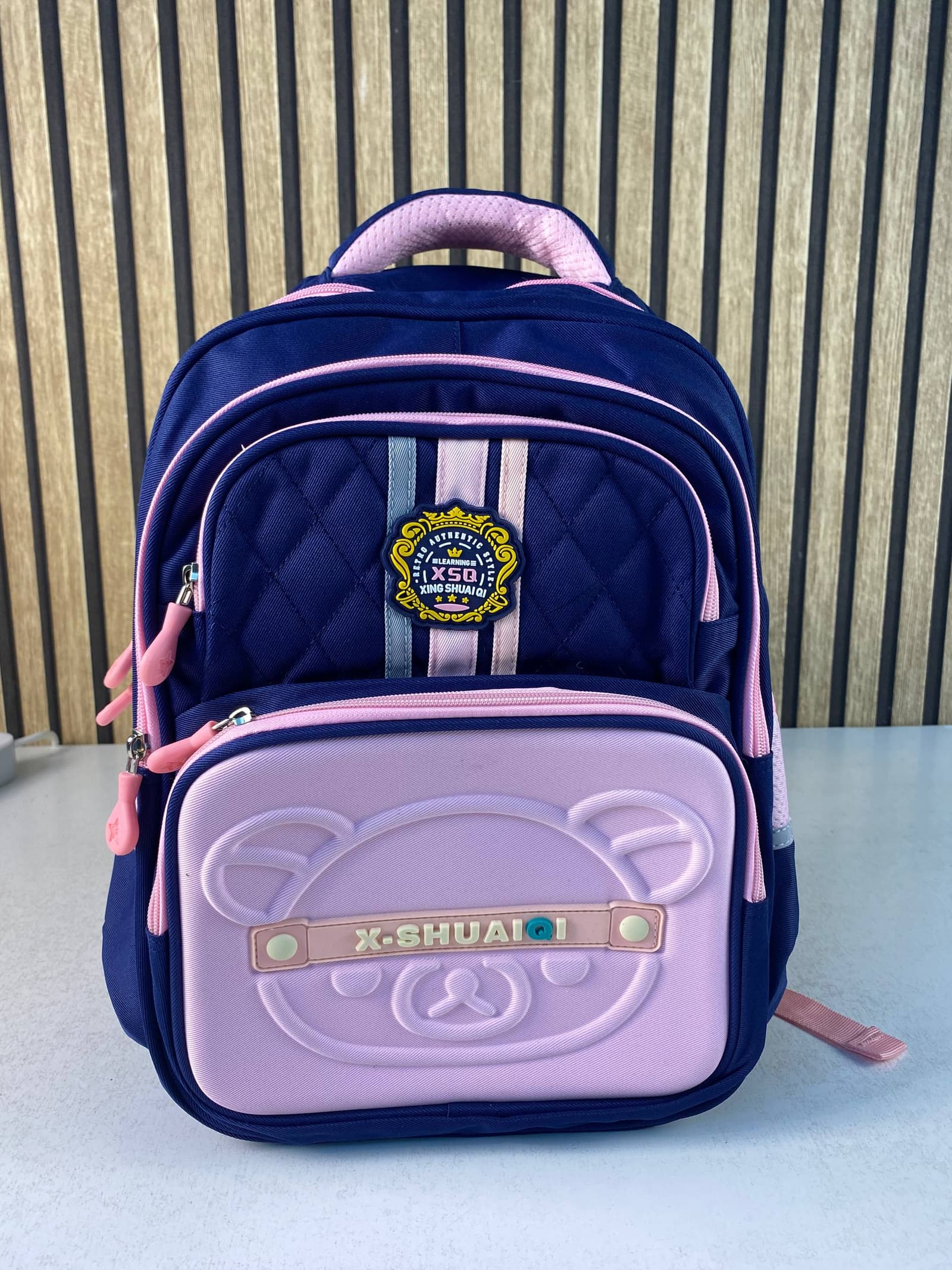 Sac à Dos Scolaire Style Kawaii Grand Volume Tissu Imperméable Bleu et Marron SACKDS18BRS - حقيبة مدرسية بتصميم كاوايي - Sac à dos et Mode - صورة حقيقية 3