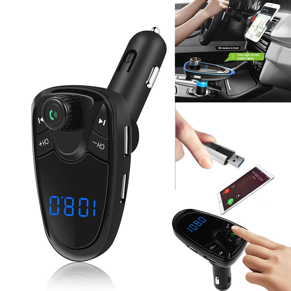 Transmetteur FM Modulateur pour Voiture - Affichage Numérique, Lecteur USB et Carte TF Charge Rapide - جهاز بث وتعديل ترددات للسيارة مع شاشة رقمية وشاحن سريع