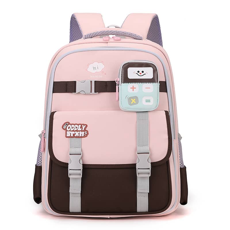 Sac à Dos Scolaire Enfant avec Trousse Motif Calculatrice Tissu Imperméable Rose SACKDS34RS - حقيبة ظهر مدرسية للأطفال